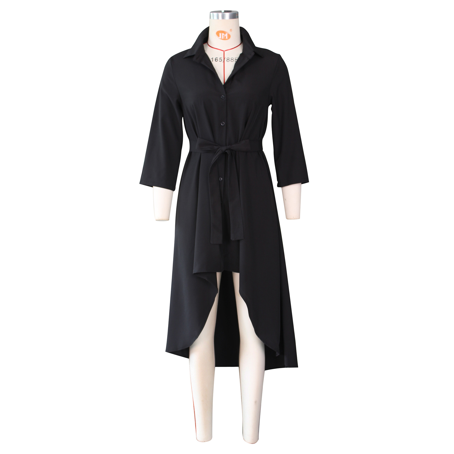 Autumn Winter Irregular Asymmetric Half Sleeve Long Shirt Dress