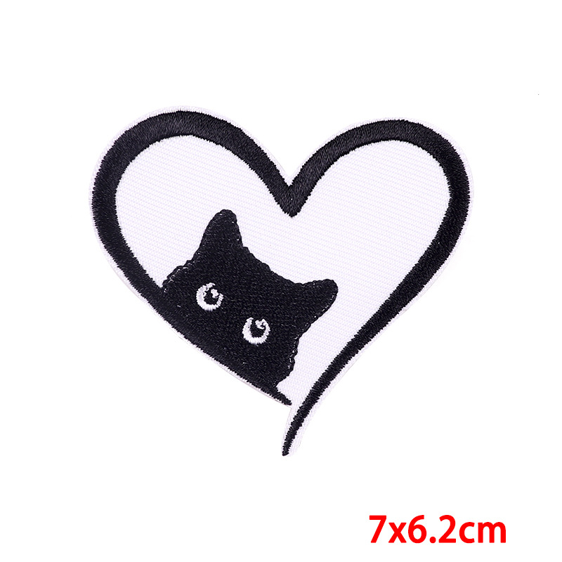 Embroidery thread Material 1 Piece Hip-Hop Retro Cat Embroidery Thread Clothing Sticker Patches