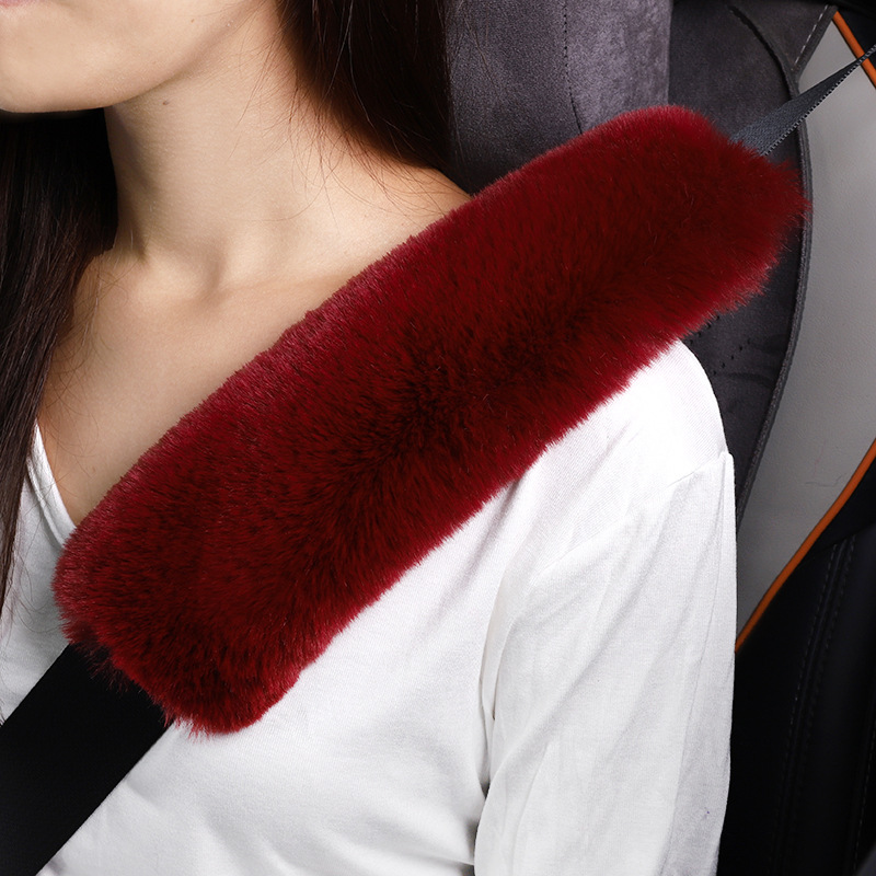 Winter Plush Interior – Qìchē Seat belt shoulder pad - red