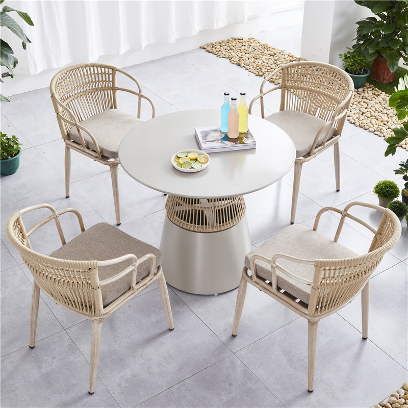 Scandinavian Outdoor Balcony Dining Table and Chairs House Courtyard Aluminum Alloy Garden Outdoor Leisure Rattan Chair Simple Creative Scandinavian Outdoor Balcony Dining Table and Chairs House Courtyard Aluminum Alloy Garden Outdoor Leisure Rattan Chair Simple Creative
