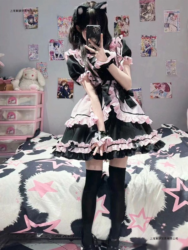 可爱大码猫咪女仆Lolita萌妹COS女佣装纯欲洛丽塔甜美公主连衣裙|undefined