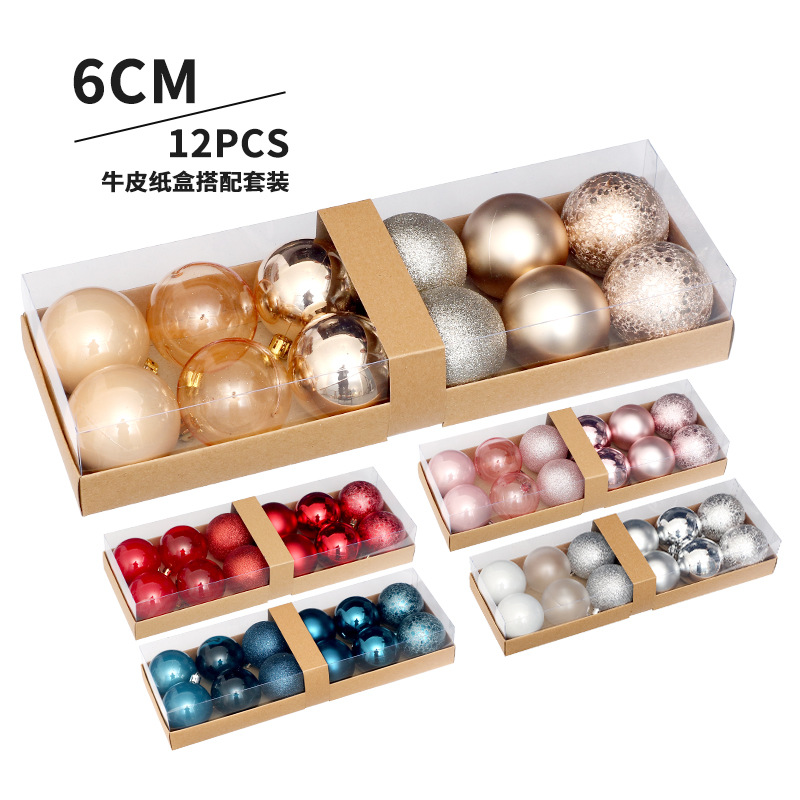 Transfronteriza nuevas decoraciones de Navidad 12 boutique pintado BOLA DE Navidad caja de regalo adornos árbol de Navidad colgante