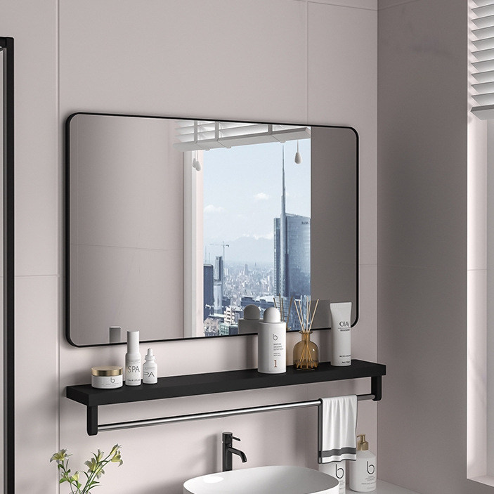 No-Drill Bathroom Mirror Wall-Mounted Self-Adhesive Washroom Toilet Vanity Makeup Wall-Mounted Square Mirror