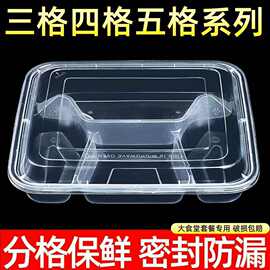 多格一次性饭碗长方形快餐塑料水果外卖便当打包盒保鲜盒加厚带盖