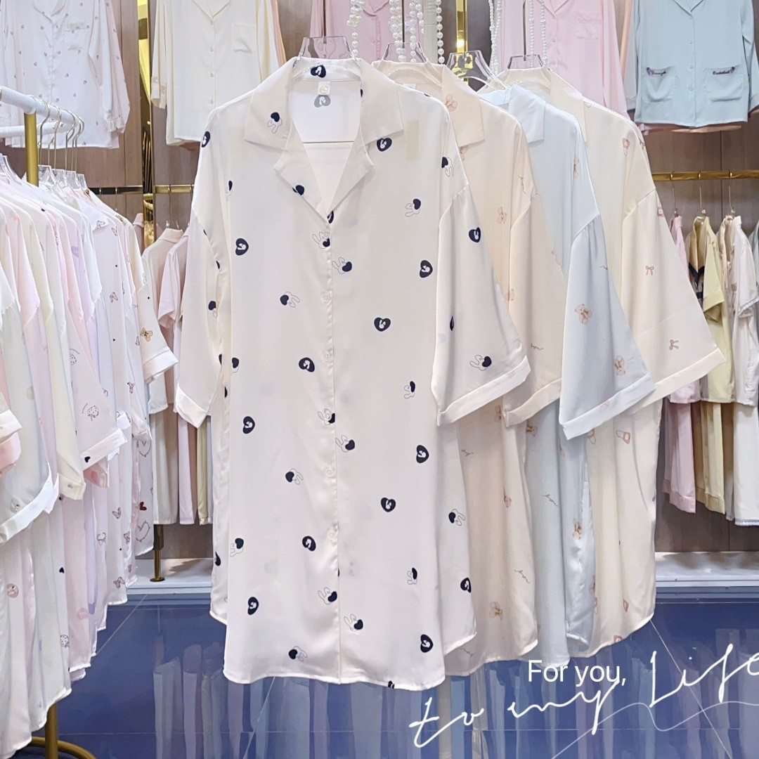 Ice Silk Nightgown Women's Summer 2025 New High-end Sense Thin plus size Internet Popular Shirt Pajamas Outer Wear Home Clothes
