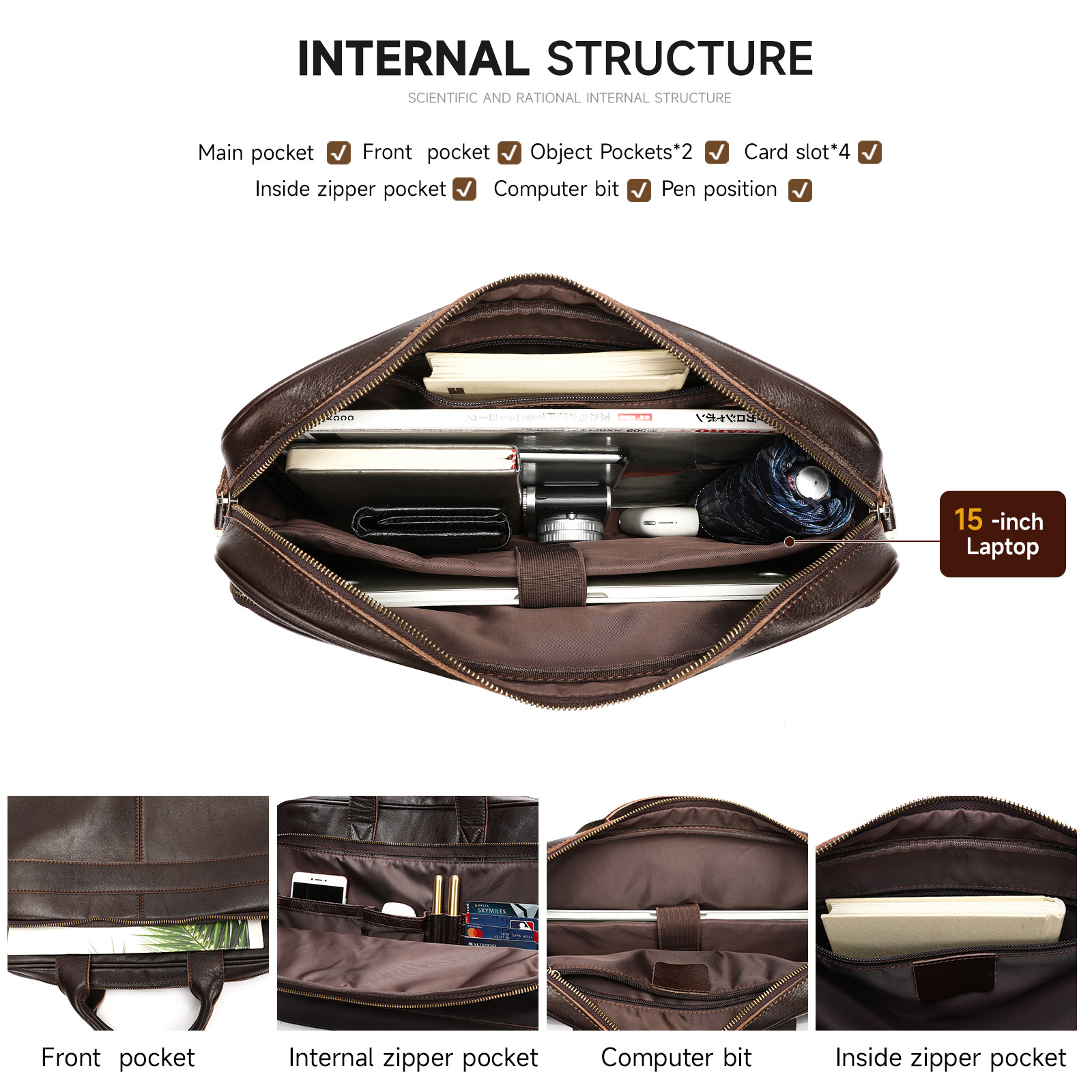 Túi đeo chéo nam da bò thật dung tích lớn đựng laptop công sở — mùa thu tự nhiên màu đen, Cà phê rơi tự nhiên, nâu, Cà phê