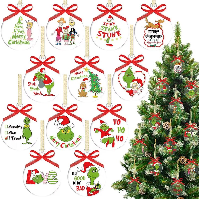アマゾングリーンアクリルクリスマスペンダントクリスマスツリーペンダント祝日パーティー雰囲気装飾品|undefined