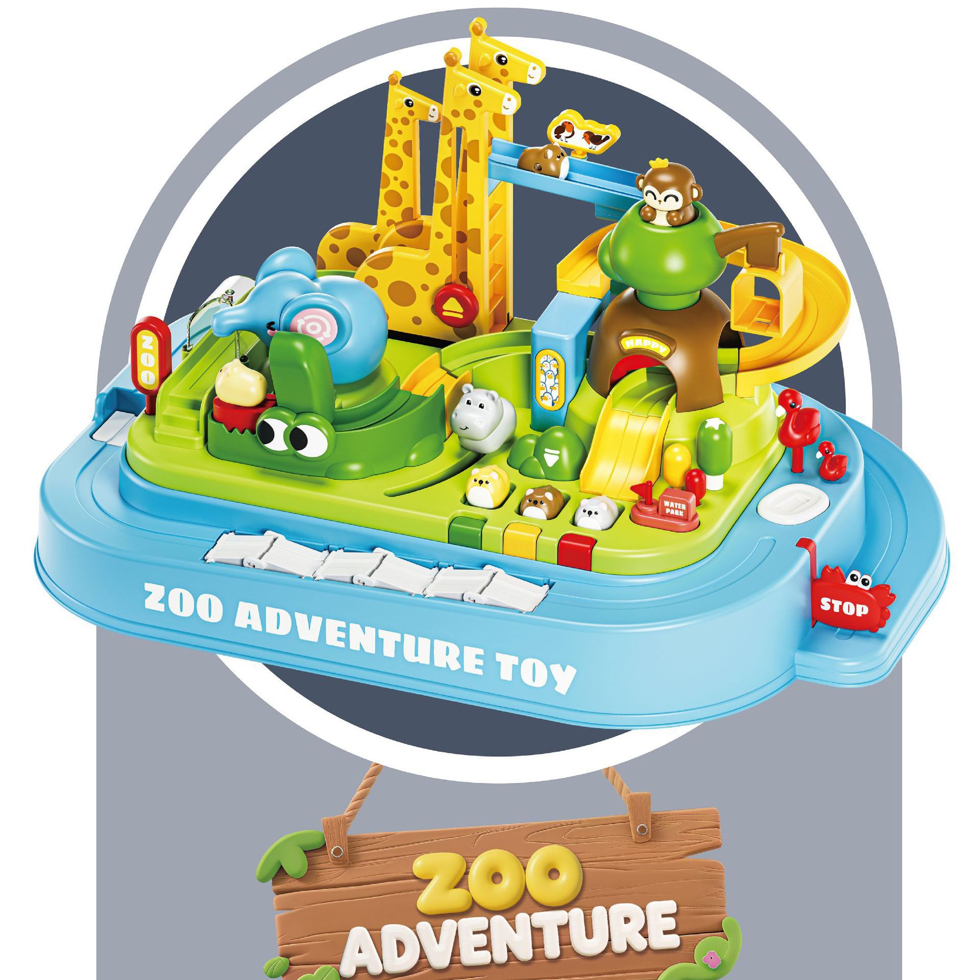 Simulación magnética transfronteriza para niños zoológicos grandes aventuras patineta de órbita jardín de infantes juguetes interactivos