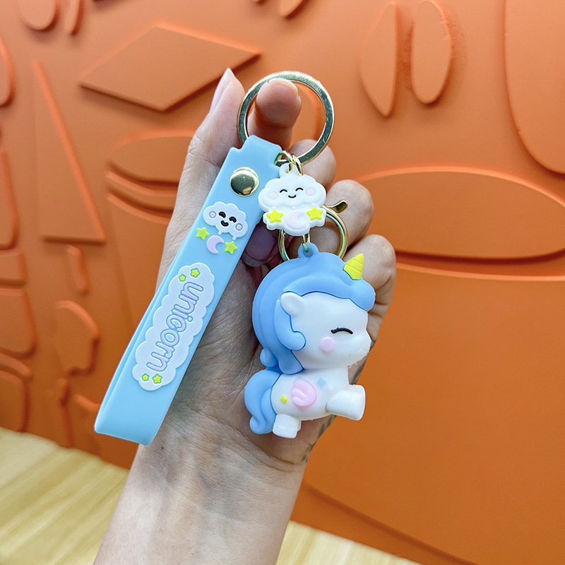 Unicornio encantador y exquisito llavero de coche muñeca joyería pequeña llave colgante bolsos creativos colgante llavero