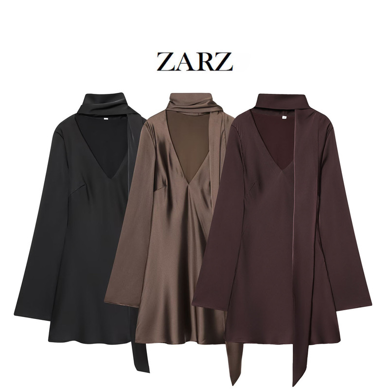 Zarz Homemade European and American Style New Women's Clothing Western Style Silk Satin Texture Scarf Dress 9234/331 Zarz Homemade European and American Style New Women's Clothing Western Style Silk Satin Texture Scarf Dress 9234/331