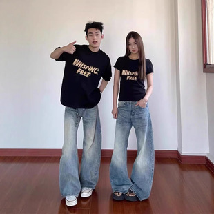 Summer Pure Cotton Short-Sleeved T-Shirts for Couples, Lazy Loose Niche Design Tops for Men and Women, Student Trendy Class Uniforms