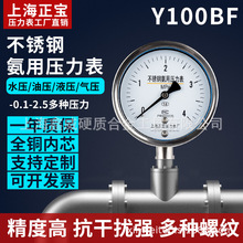 Y100BF不銹鋼氨用壓力表液壓水壓油壓表高精度抗干擾優質工廠直銷