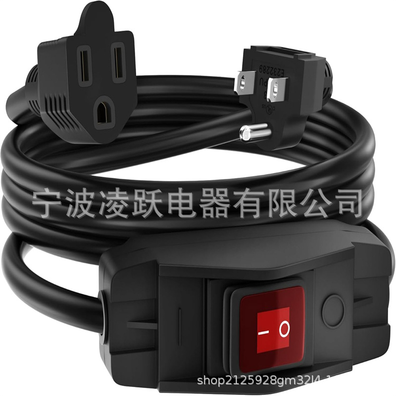 Joinfworld 开关延长线 8 英尺户外 14AWG 3 爪延长线 带开关