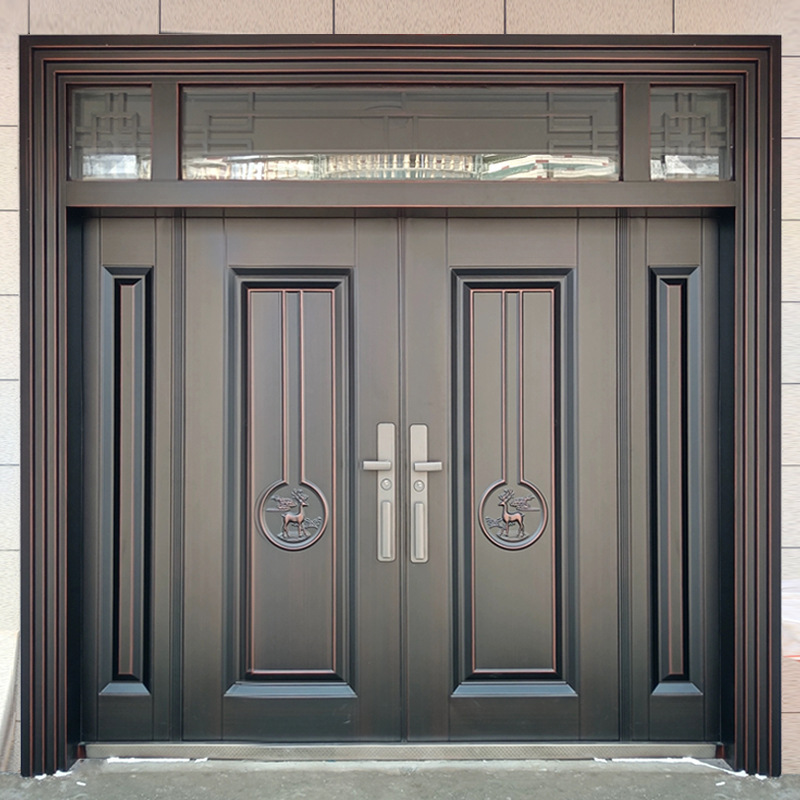 Zinc Alloy Villa Door Double Door Cast Aluminum Door Entrance Door Rural Self-Built House Living Room Hall Four-Door Entrance Door