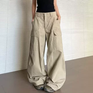 2025年美式复古水洗做旧宽松直筒廓形工装裤男女潮牌阔腿休闲长裤