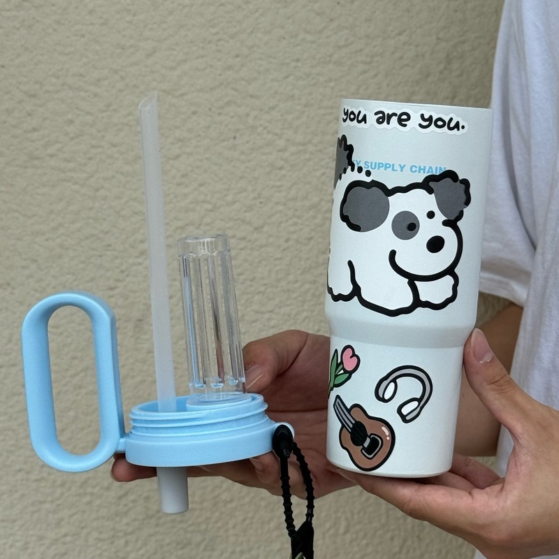 高颜值卡通保温杯带把手学生便携316不锈钢ins大容量车载吸管杯子|undefined