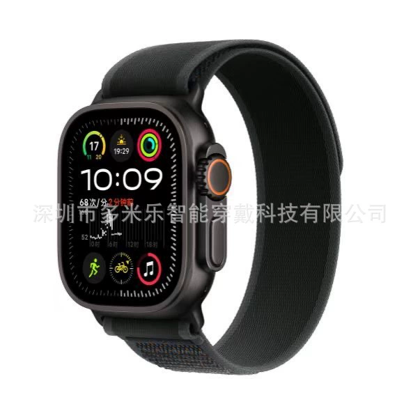 Ремешок для часов (Apple Watch) с задним кольцом и липучкой, совместим Ultra/Series 9, регулируемый, 38–49 мм