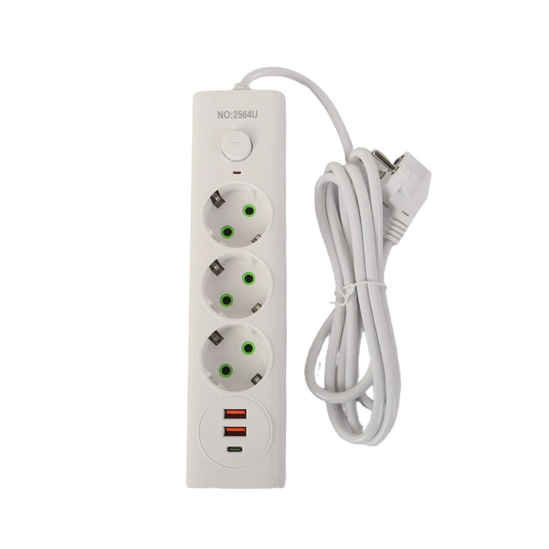 2USB+1Type-c手机充电接口中性袋子包装黑白壳总开关欧式欧孔欧标