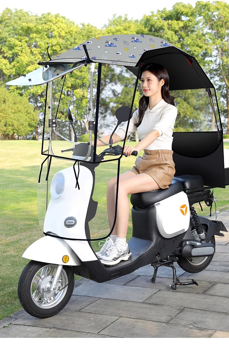 Electric Vehicle Awning New Style Detachable Folding Retractable Awning Battery Vehicle Windshield Sun Protection Rain Protection Umbrella