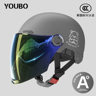 3C Certified Electric Motorcycle Helmet, Motosiklet dəbilqələri - one-size-fits-all-new-national-standard-3c-starry-sky-gray-enhanced-colorful-double-mirror-thickened-protection-reflective-stripe-decal-little-bear