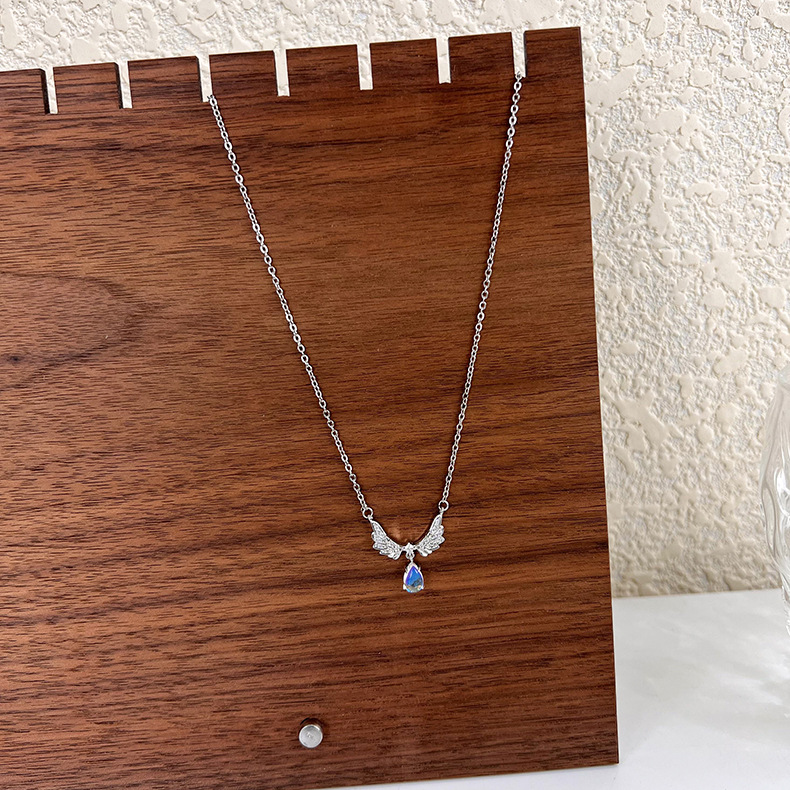 Fashion Wings Copper Pendant Necklace Plating Moonstone Copper Necklaces