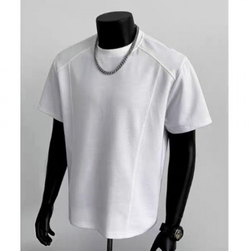 Simple, trendy, solid color, basic, heavyweight, fashionable brand, round neck, pure cotton short-sleeved T-shirt, summer, unisex, versatile base layer.