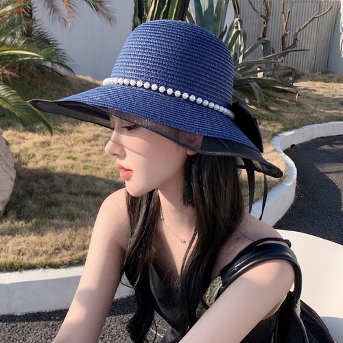 French-style straw hat summer hat for women, beach hat, seaside sun hat, large brim, Korean version, travel, photography, versatile model hat