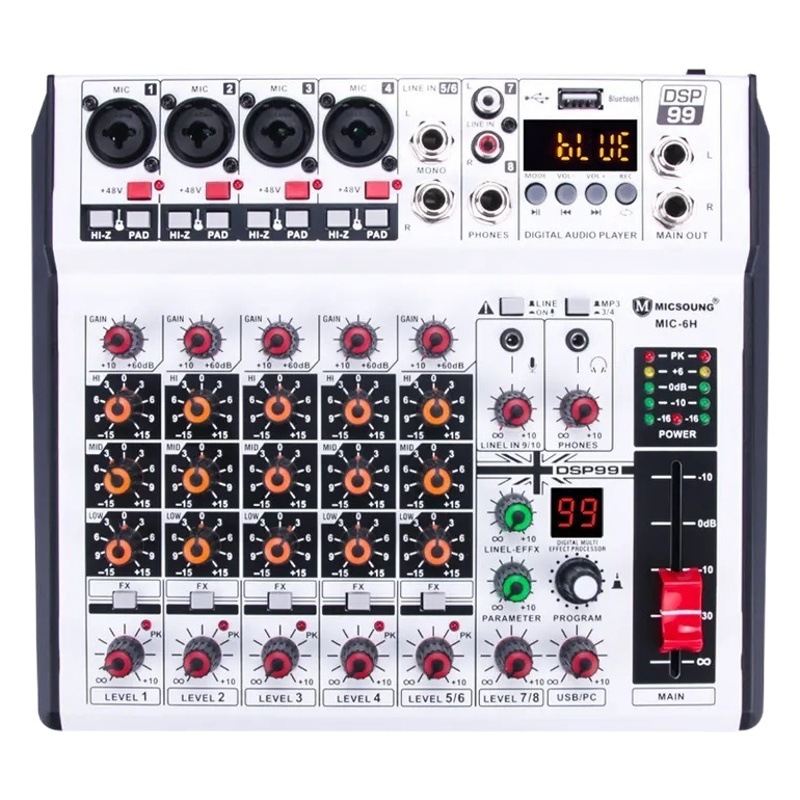 Mezclador de audio de 8 canales consola de mezcla Controlador de DJ mezclador de consola de audio incorporado 99 DSP