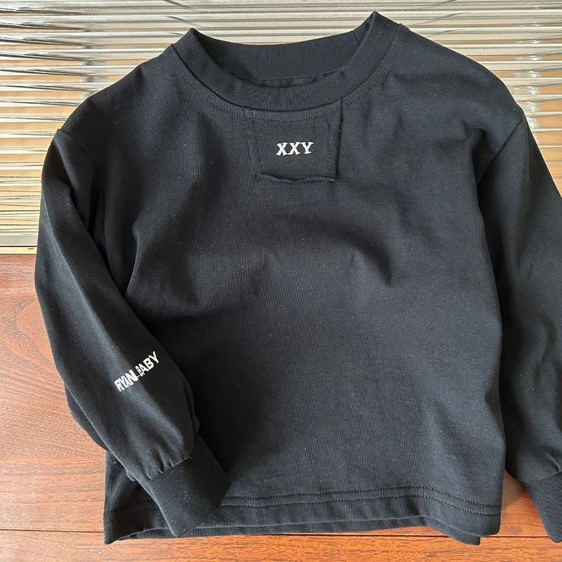 Spring hoodie, children's T-shirt, loose Western style long sleeved shirt with white letters as the base, baby boys' and_voghion.com