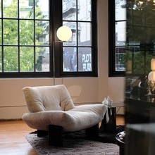 意式简约风高级轻奢艾米扶手椅 设计感客厅家用皮革单人休闲椅