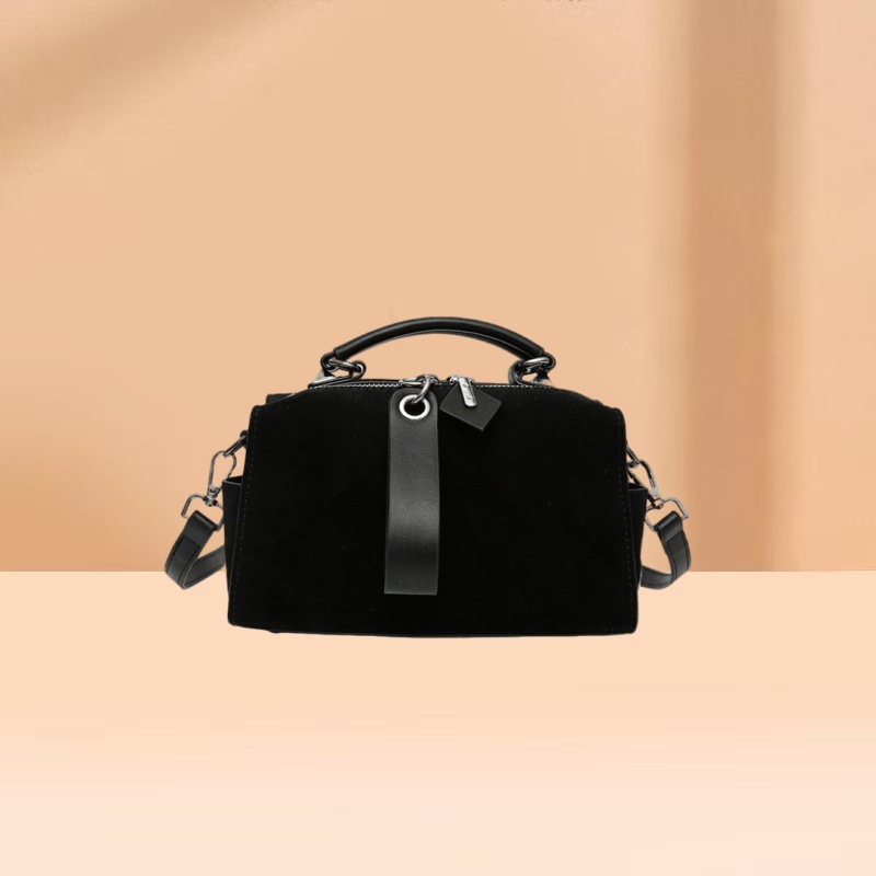 Elegante borsa a tracolla in pelle scamosciata per donna - Borsa a tracolla versatile con chiusura a cerniera, pelle PU leggera, piccolo design rotondo Boston_voghion.com