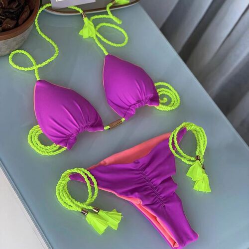  handmade braided rope bikini, new European and American style sexy women's swimsuit, multi-color bikini one-piece swimsuit