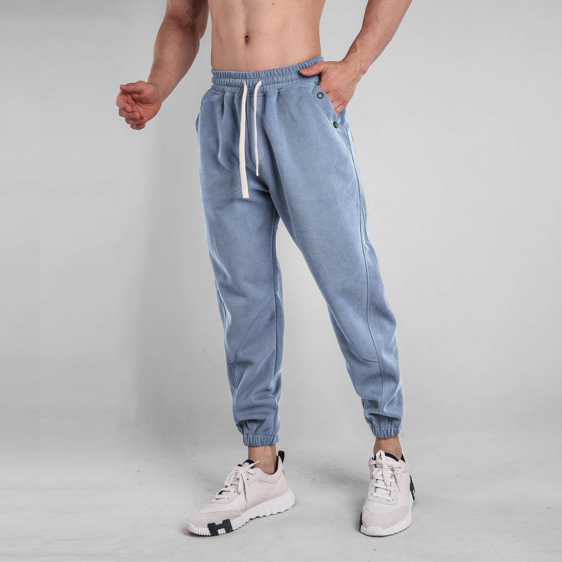 Usar Pantalones deportivos hombres marca de moda suelta correr fitness cropped Pantalones chinos compuesto de algodón transpirable deportes entrenamiento nuevo