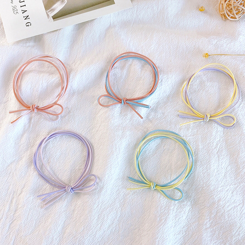 多秀打結髮圈清新少女髮飾基礎撞色單邊結頭繩扎頭髮皮圈2元飾品