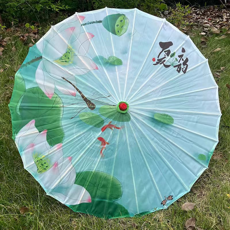 Artesanía paraguas de madera maciza Polo danza paraguas cheongsam paraguas de seda rendimiento paraguas decorativo techo flor paño paraguas aceite papel hanfu paraguas