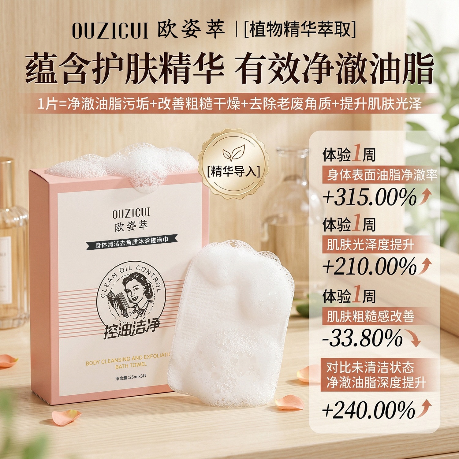 Toalla Exfoliante de Baño de Poliéster para Limpieza Corporal