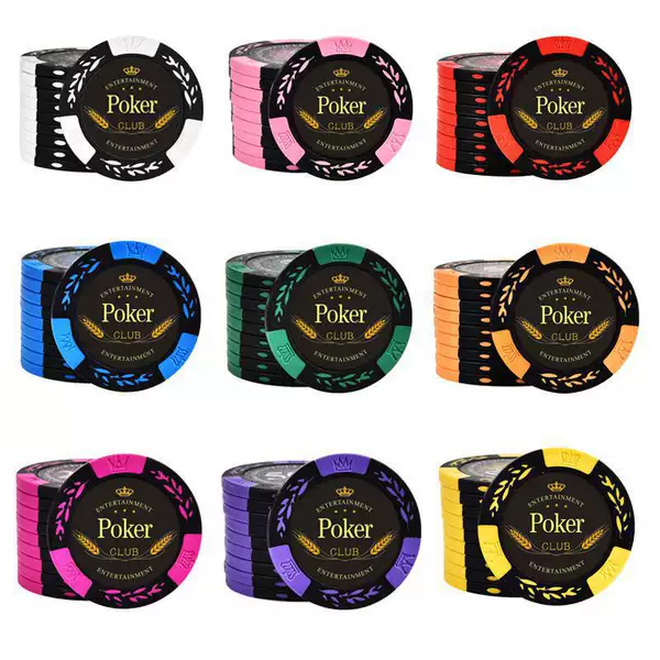Texas Hold'em Poker Chips, Mahjong, Baccarat, Casino Blank No-Value Chips, Wheat-Ear Chip Pieces, Reward Coins
