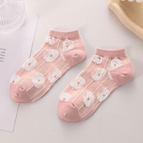 [Pink] Spring and Autumn style girls' cute pink Harajuku style shallow mouth low-cut comfortable short socks boat socks all cum batch