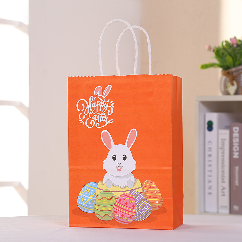 Bolsa de regalo temática de Pascua Cartoon Rabbit Resurrection Egg Paper Bag Bag Party Handheld Gift Bag image 4