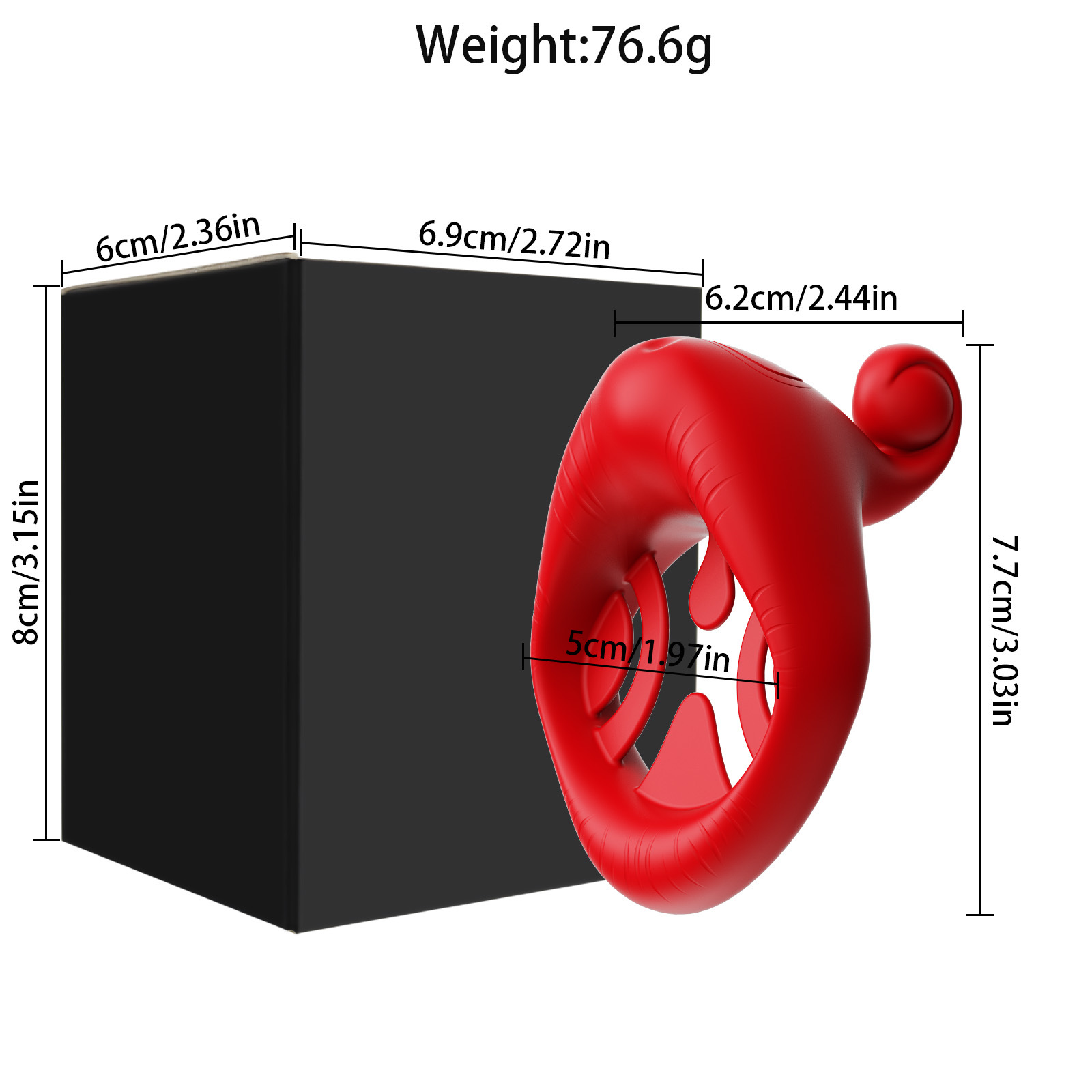 Rød mund design cockring med app styring og delay vibrator_voghion.com