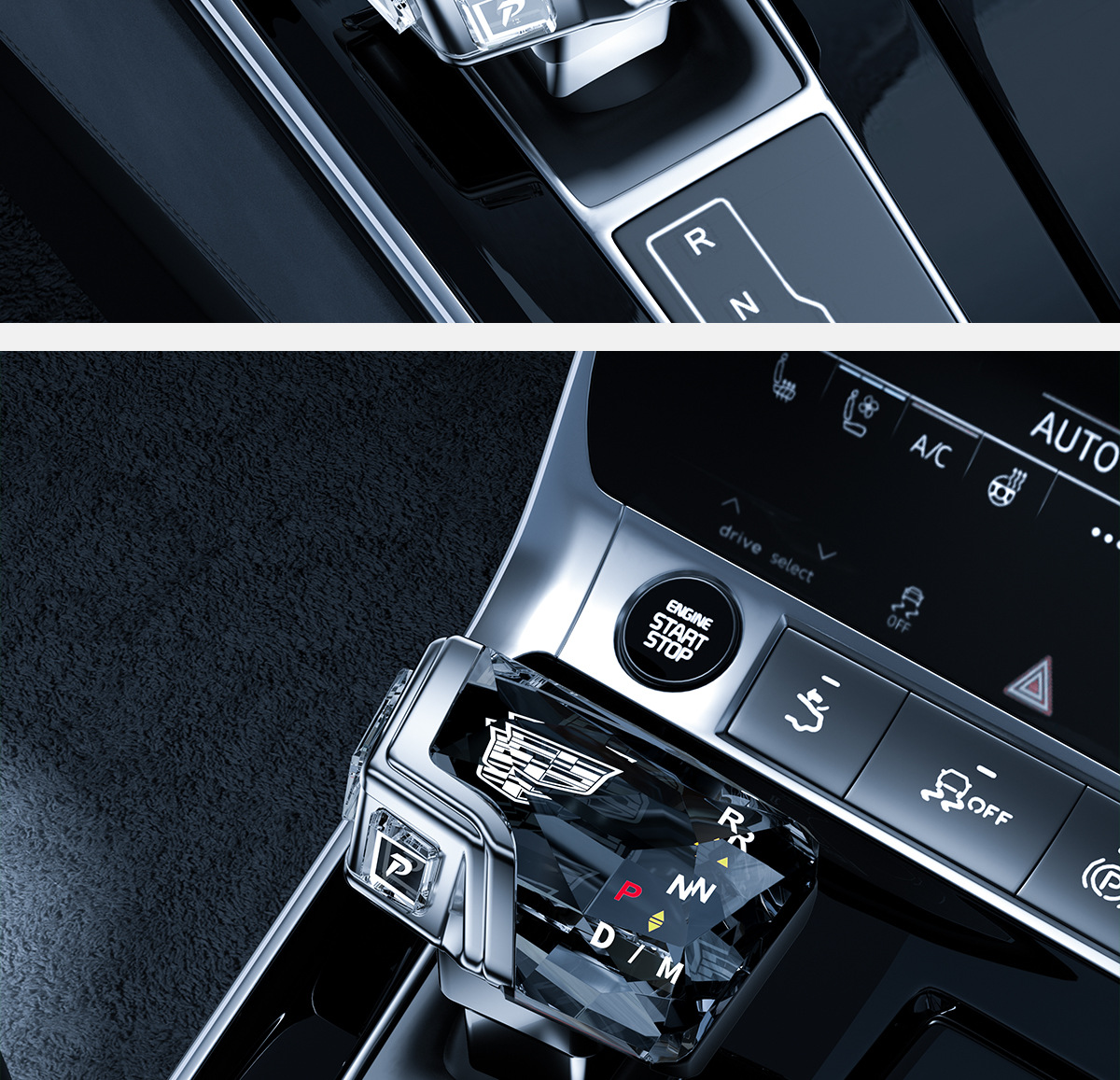 Suitable for Cadillac Ct5 Ct6 Xt5 Xt4 Xt6 Crystal Gear Shift Knob Modification for Aircraft and Yacht Style Gear Shift Head