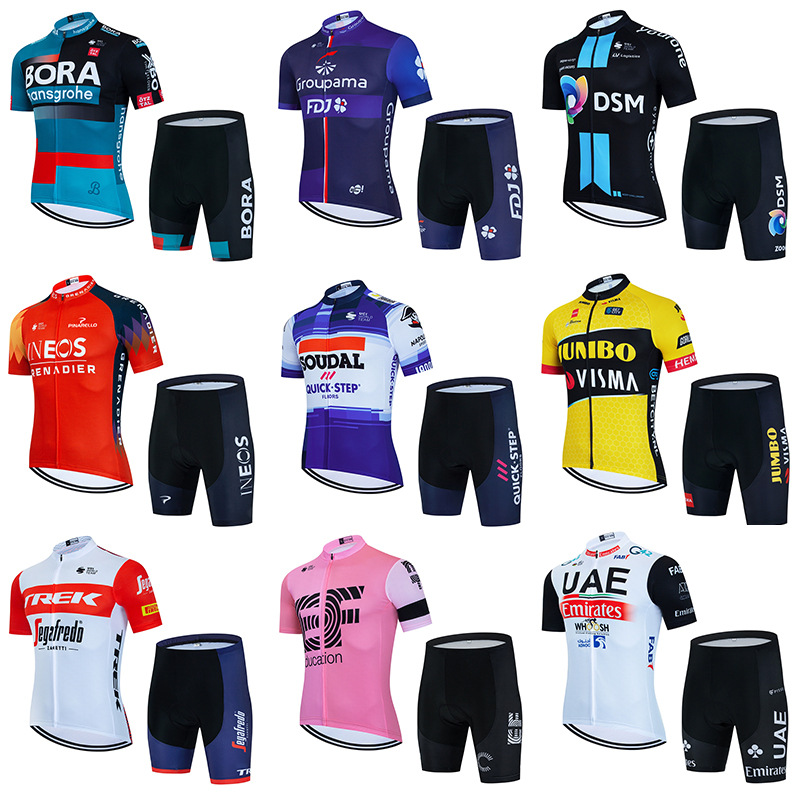 Spring and Summer Short-Sleeved Men's Tour De France Team Cycling Jersey Mountain Road Cycling Suit Quick-Drying Breathable Cycling Suit