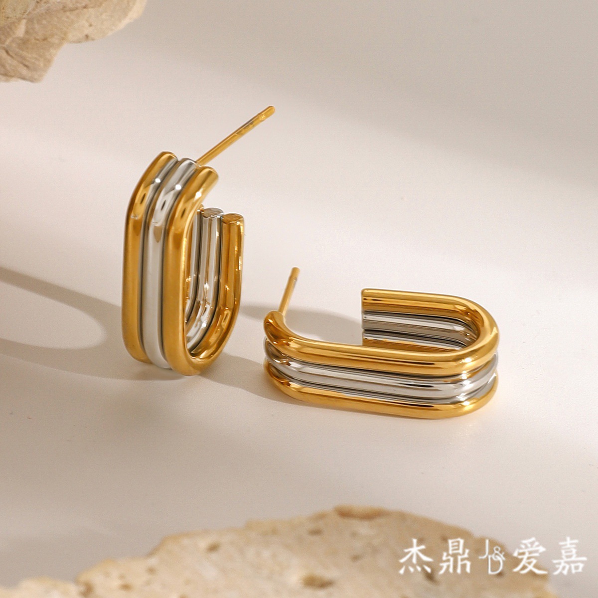 JEDING aretes de acero inoxidable de color contrastante de alta calidad ins pendientes de acero de titanio aretes de acero de Europa y América no se desvanecen joyas transfronterizas