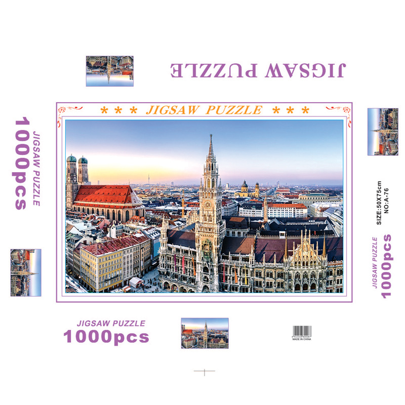 Rompecabezas para adultos 1000 piezas de papel dibujos animados paisaje alta dificultad cerebro quema juego juguetes educativos puesto en el mercado nocturno pequeños productos