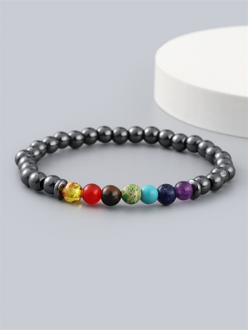 Moda europea y americana negro Ball piedra 7-color pulsera hombres Comercio exterior estación independiente mano joyería