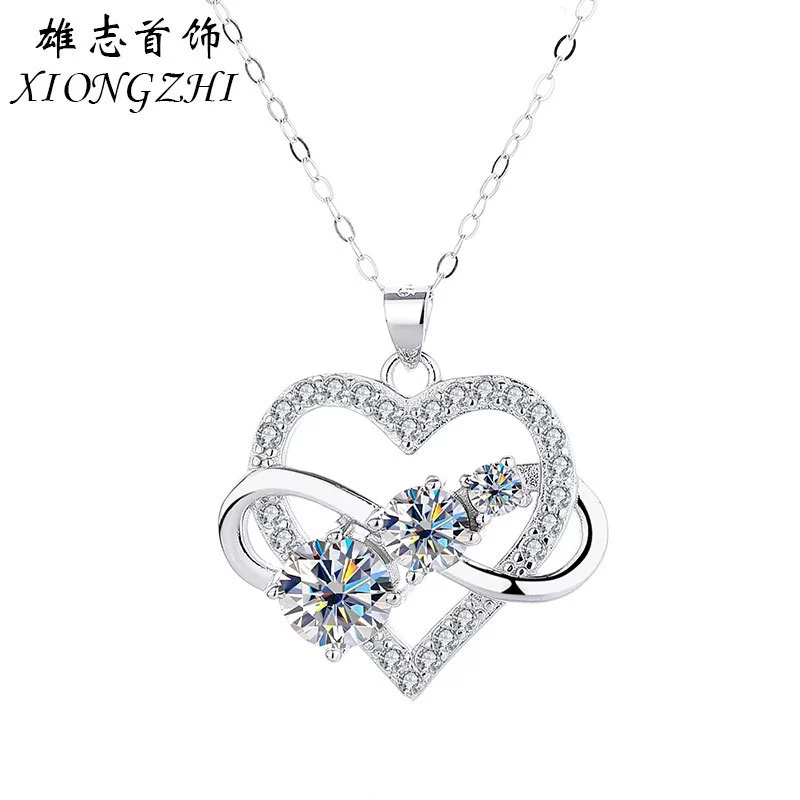 Трансграничный s925 стерлингового серебра с покрытием pt950 золотом 1,6 карат Мозамбик ожерелье женский европейский и американский неограниченный символ любви кулон