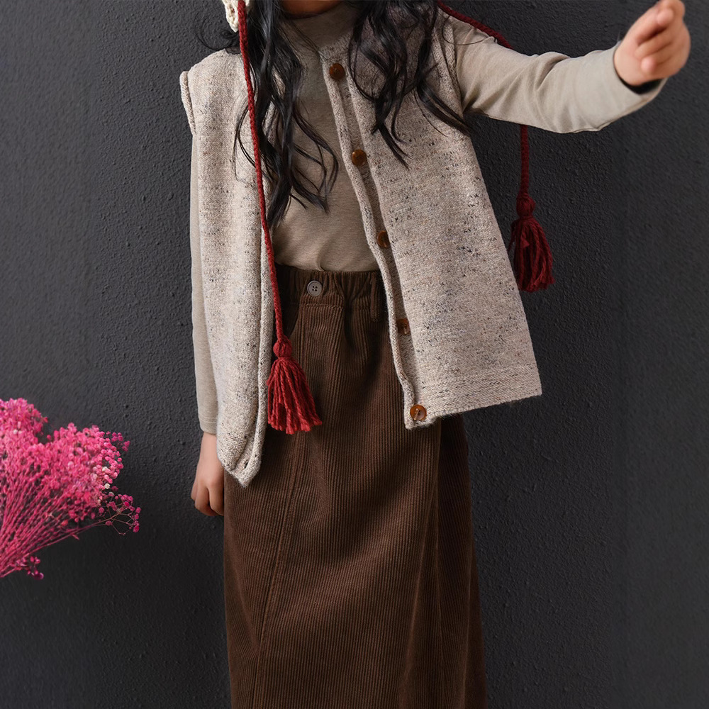 Chaleco de suéter retro de otoño e invierno cálido para niños