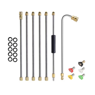 Cleaning Machine Water Gun Stainless Steel Extended Spray Rod Quick Connector Extension Rod 7-Piece Set (High pressure car wash water gun) - extension-rod-7-piece-set