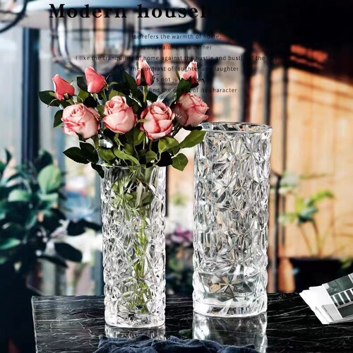 Nordic glass vase transparent creative large living room flower arrangement lily rich bamboo flowers home table decorations