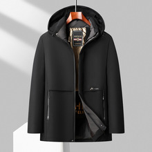 冬季男士貂绒派克服中年爸爸加厚棉服中长款加绒加厚棉衣外套